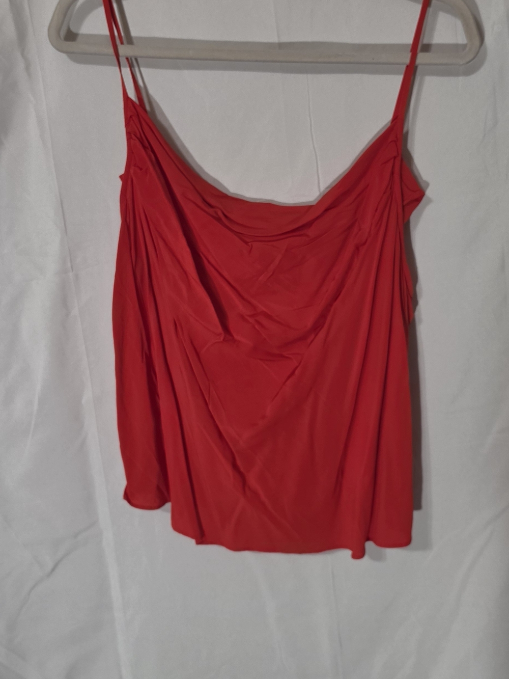 Good American Bright Red Draped Satin Cowl Neck Camisole